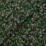 Twill de viscose imprimé rêverie vert et rose fond noir