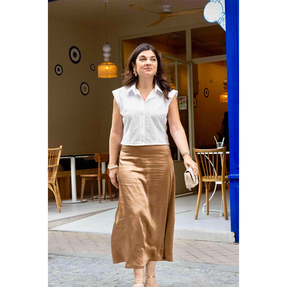 Jupe M&S femme neuve avec étiquettes taille 18 marron et ivoire