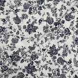 Coton imprimé des fleurs partout bleu foncé fond blanc