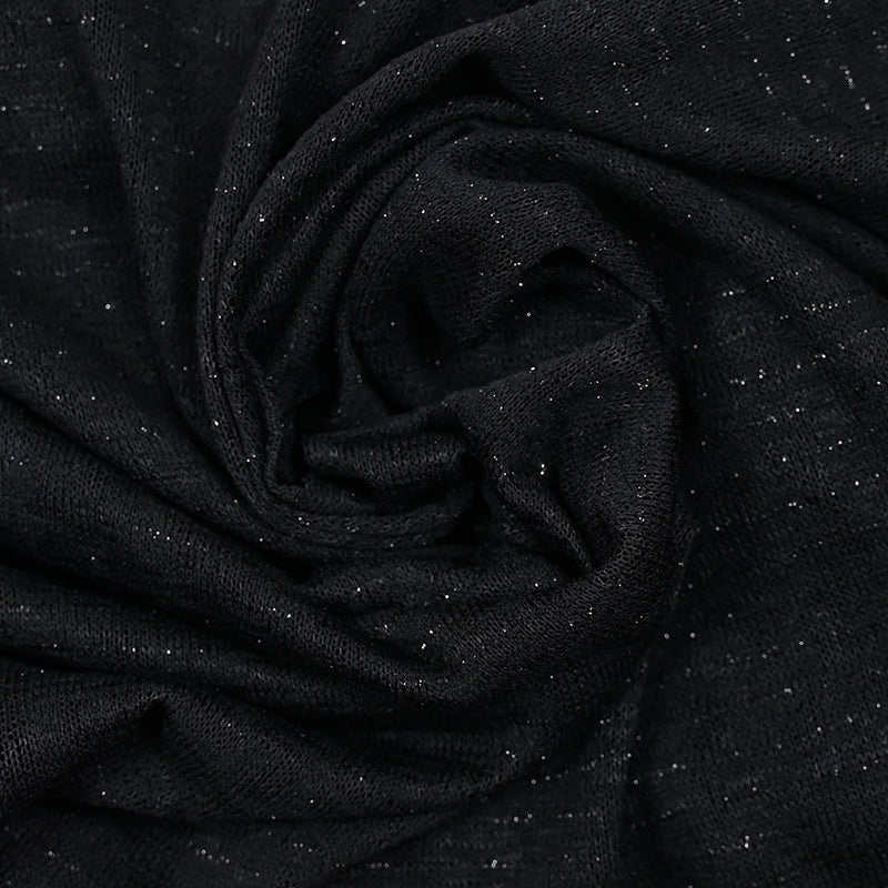 Maille de polyester rayures lurex fond noir