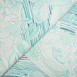 Polyester imprimé dessin bleu sur fond blanc
