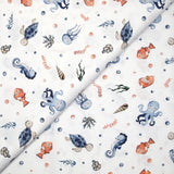 Coton imprimé poisson-clown fond blanc
