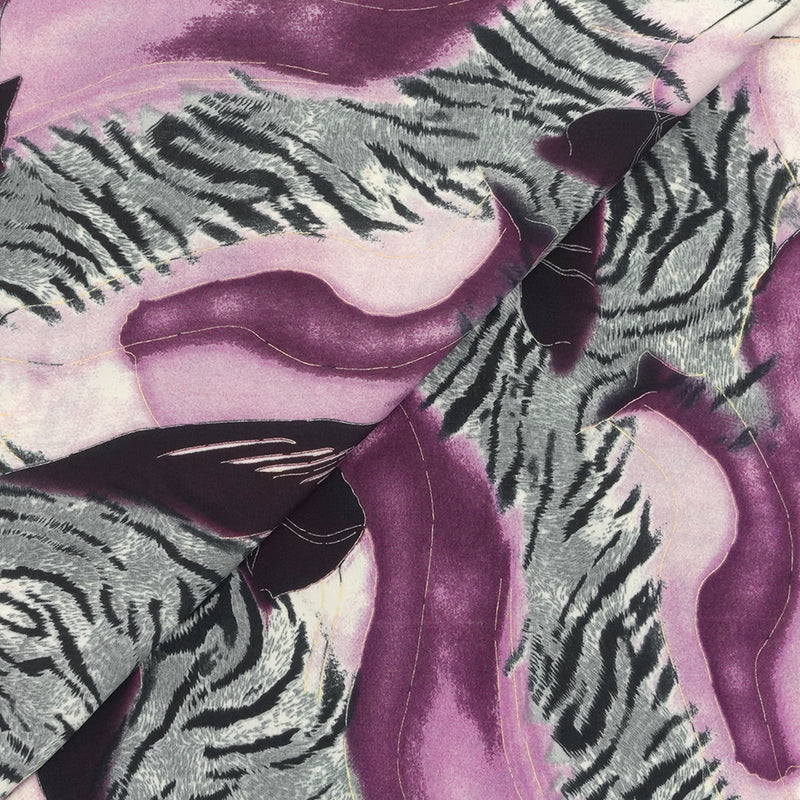 Microfibre imprimée polyester savane violet