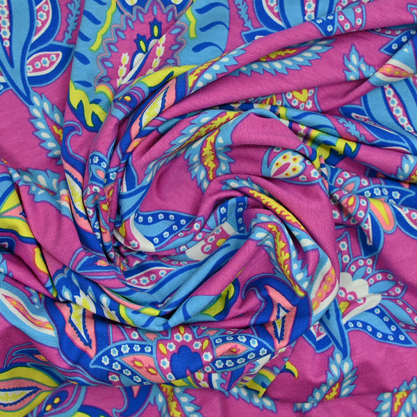 Viscose jersey printed Valhalla FUCHSIA Background
