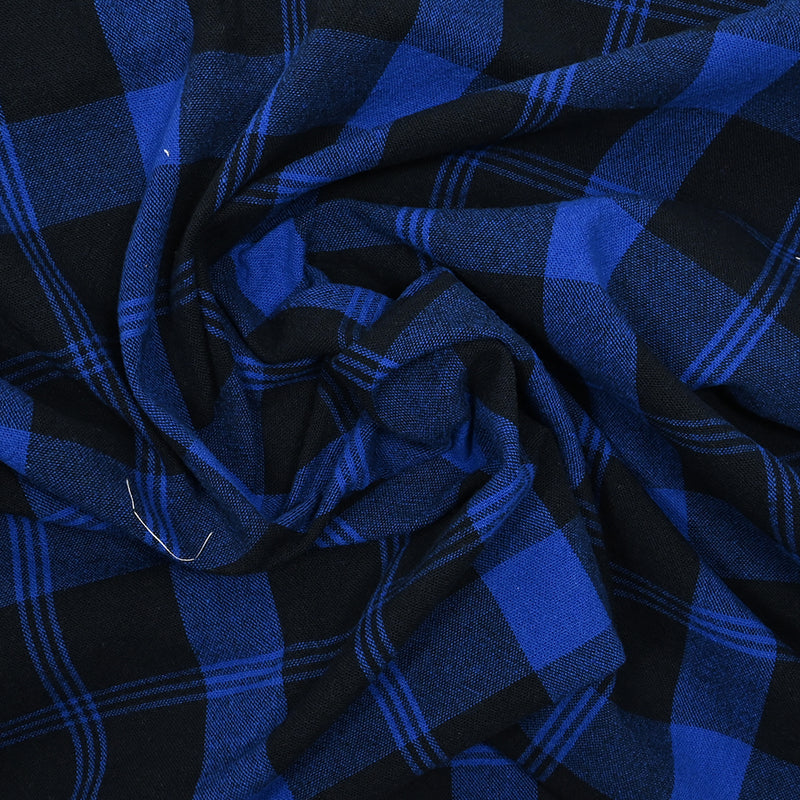 Toile de coton imprimée à carreaux bleu outremer et noir