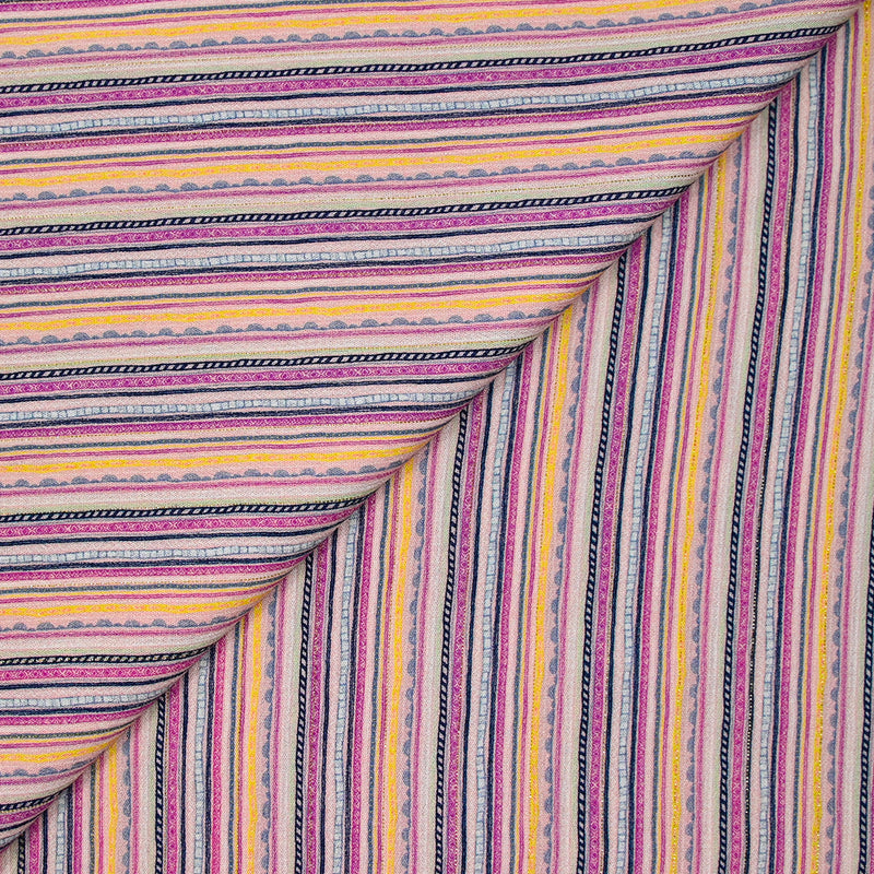 Viscose imprimée lurex rayures nuance de rose