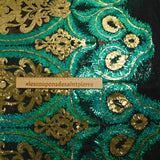 Tulle Sequin Royal feathers gold and emerald