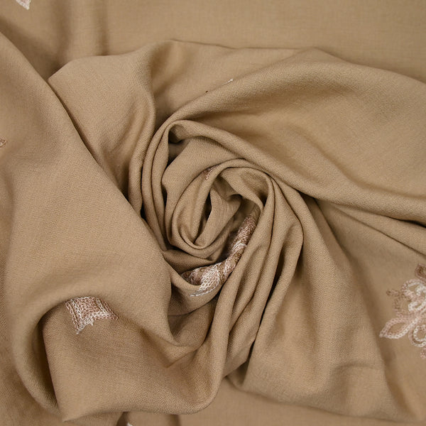 Crêpe viscose brodé Aurore fond beige