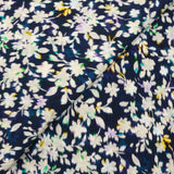 Crêpe viscose imprimé floral flou fond marine