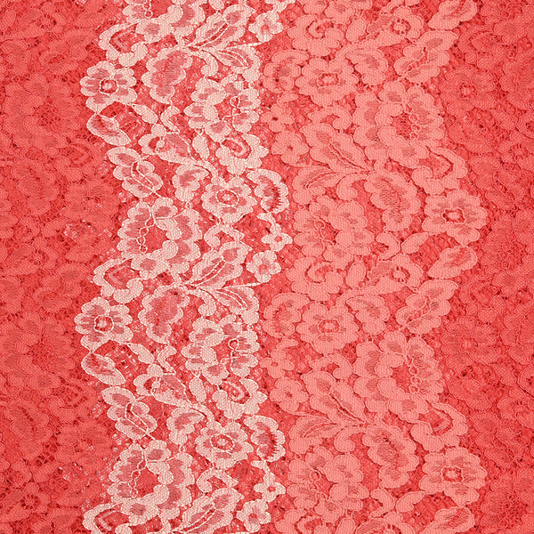 Dentelle polyester Sarah festonnée tricolore tons corail