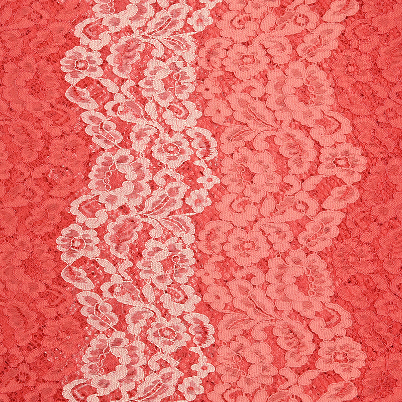 Dentelle polyester Sarah festonnée tricolore tons corail