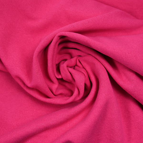 Maille coton unie fuchsia envers éponge
