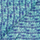 Velours de coton poils mi-longs imprimé turquoise et indigo