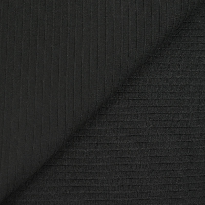 Jersey côtelé 7mm polyester noir