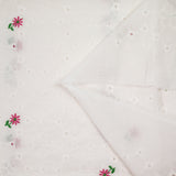 Bordado ingles bordado flores rosa fondo blanco