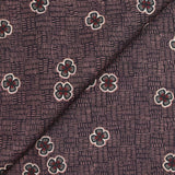 100% Linen Print Triple with four pink and dark purple leaves