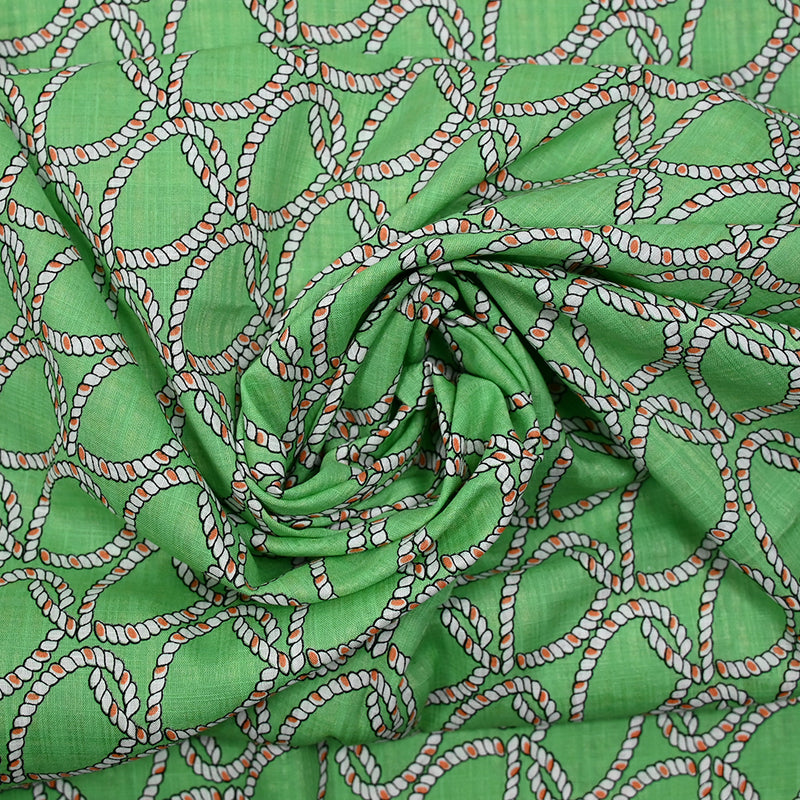 Cotton Fine Viscose Printed Wazabi Background