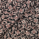 Twill de viscose imprimé floral baroque marron fond noir