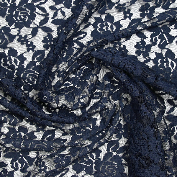 Dentelle polyester Roseraie fond marine