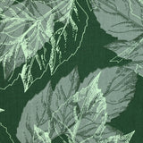 Popeline de coton imprimée feuilles d'automne fond vert