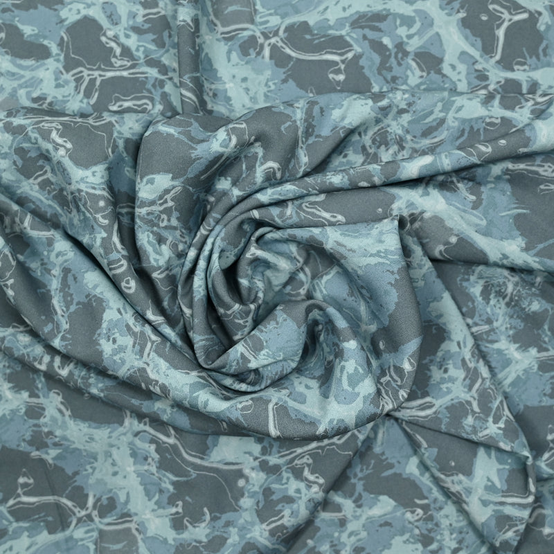 Viscose imprimée écume de mer gris et bleu pâle