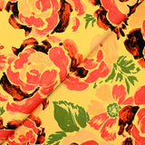 Crêpe lourd imprimé rosalia fond jaune nankin