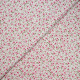 Coton imprimé champêtre rose fond blanc