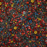 Polyester imprimé ballon floral rouge fond noir