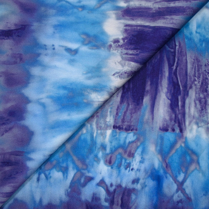 Crêpe fin Imprimé Tie & Dye Bleu Violet