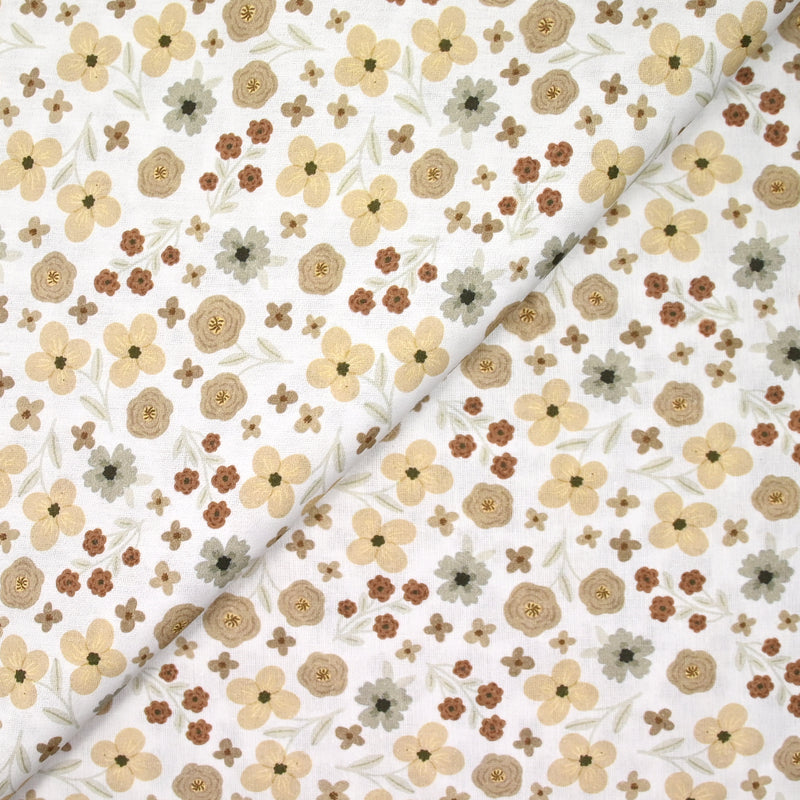 Coton imprimé amour passion beige et marron