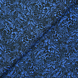 Twill de viscose imprimé feuillage bleu fond noir