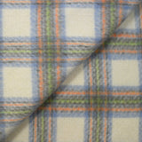 Laine mélangée brossée carreaux écru, bleu, gris, orange et vert
