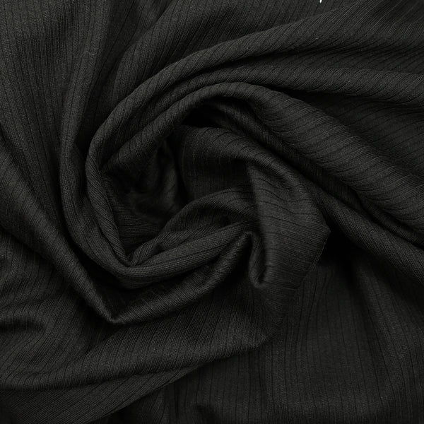 Jersey de polyester côtelé noir