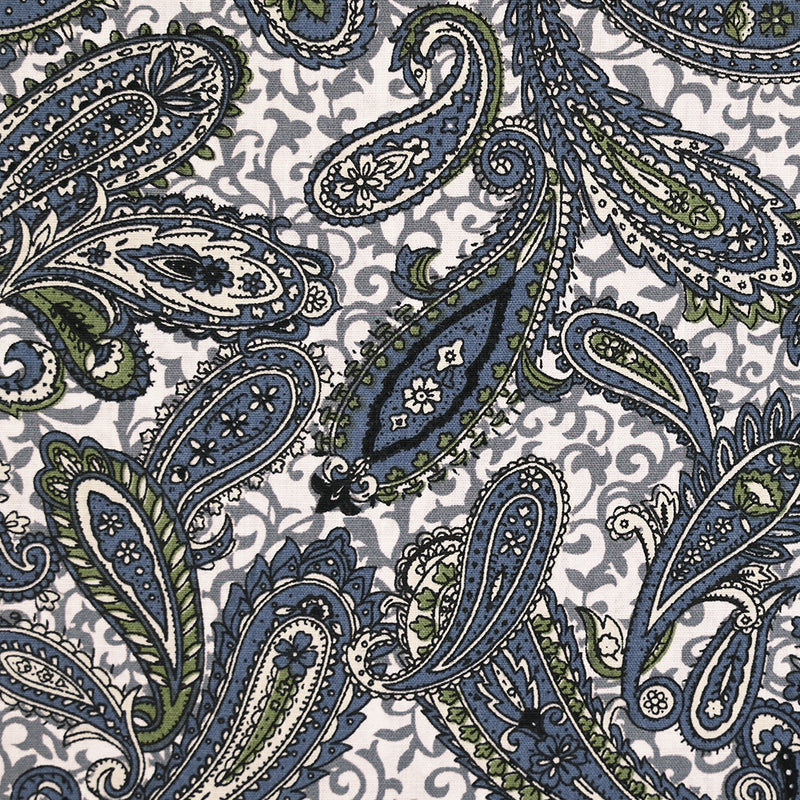 Blue Cachemire Printed Cotton Popeline