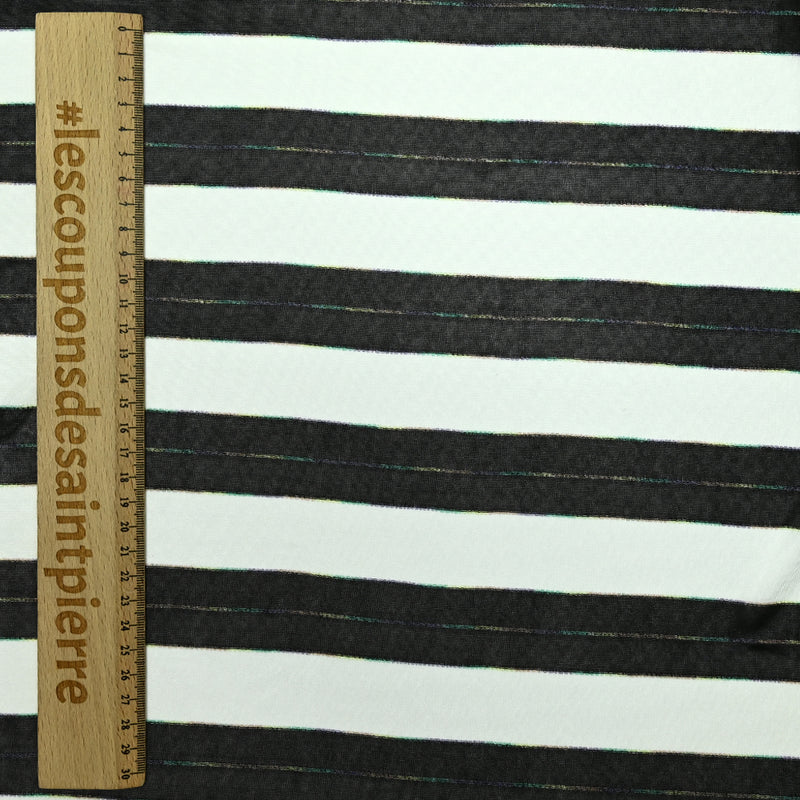 Maille de polyester fine noir et blanc rayures arc-en-ciel – Les Coupons de  Saint-Pierre