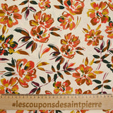 Viscose imprimée fleurs sauvages orange fond écru