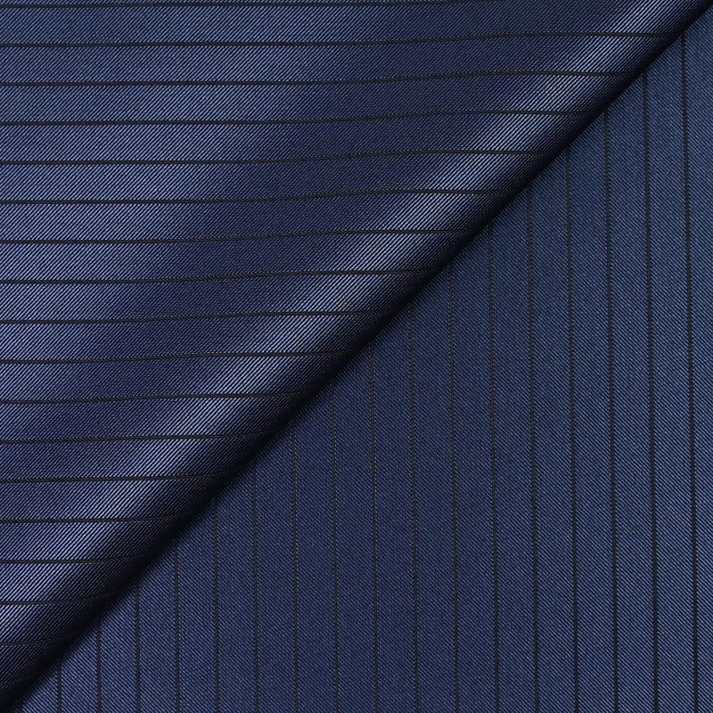 Twill de polyester rayé bleu marine