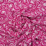 Viscose imprimée abstrait fuchsia et blanc