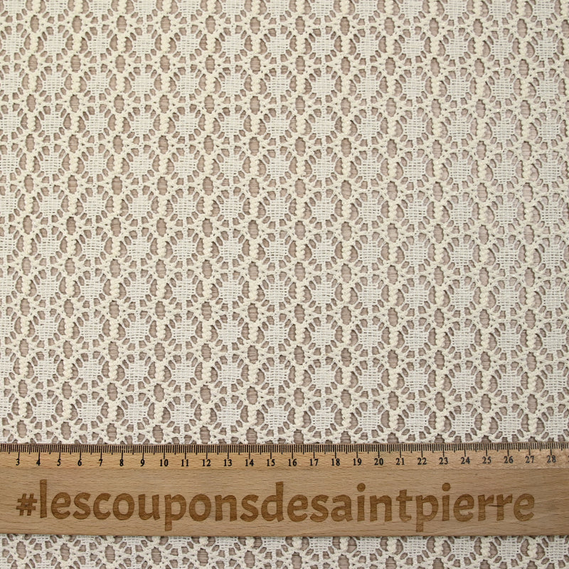 Dentelle polyester rosace irisé fon écru