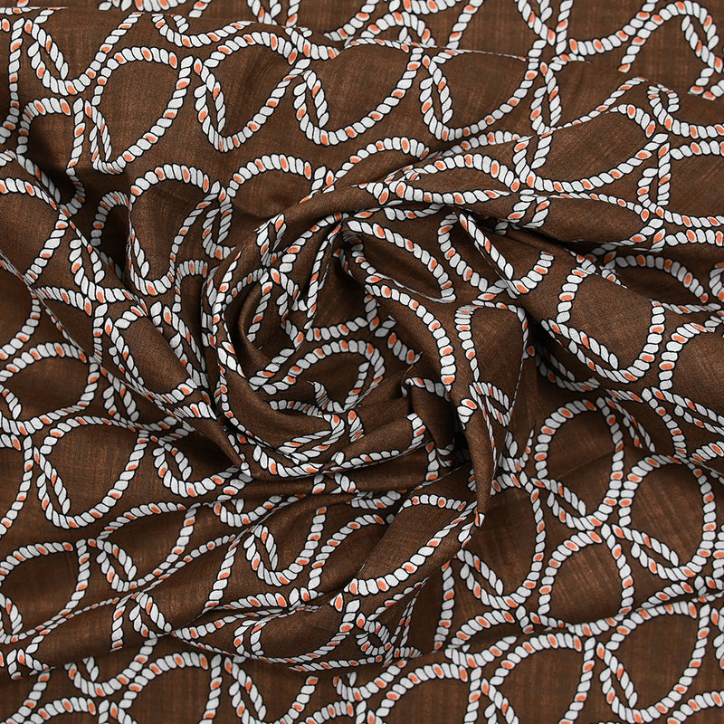 Cotton Fine Viscose Printed Cordes Brown background