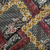 Mousseline imprimée tapisserie noir, moutarde et rouge