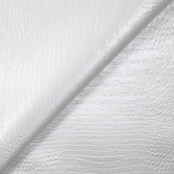 Satin polyester effet reptile blanc