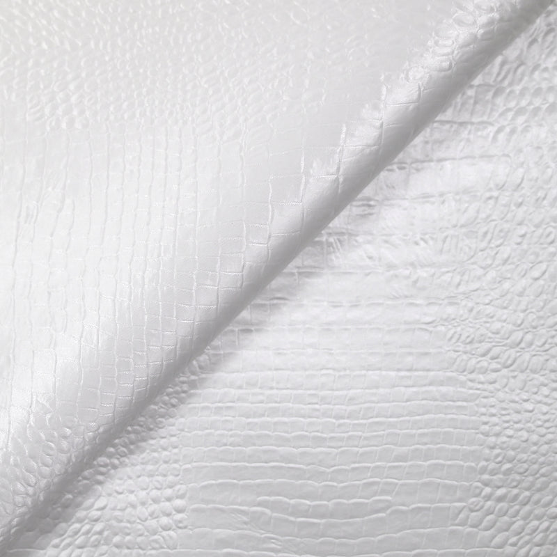 Satin polyester effet reptile blanc