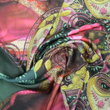 Satin imprimé polyester femme fond vert