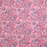 Coton imprimé éclosion de fleurs fond rose