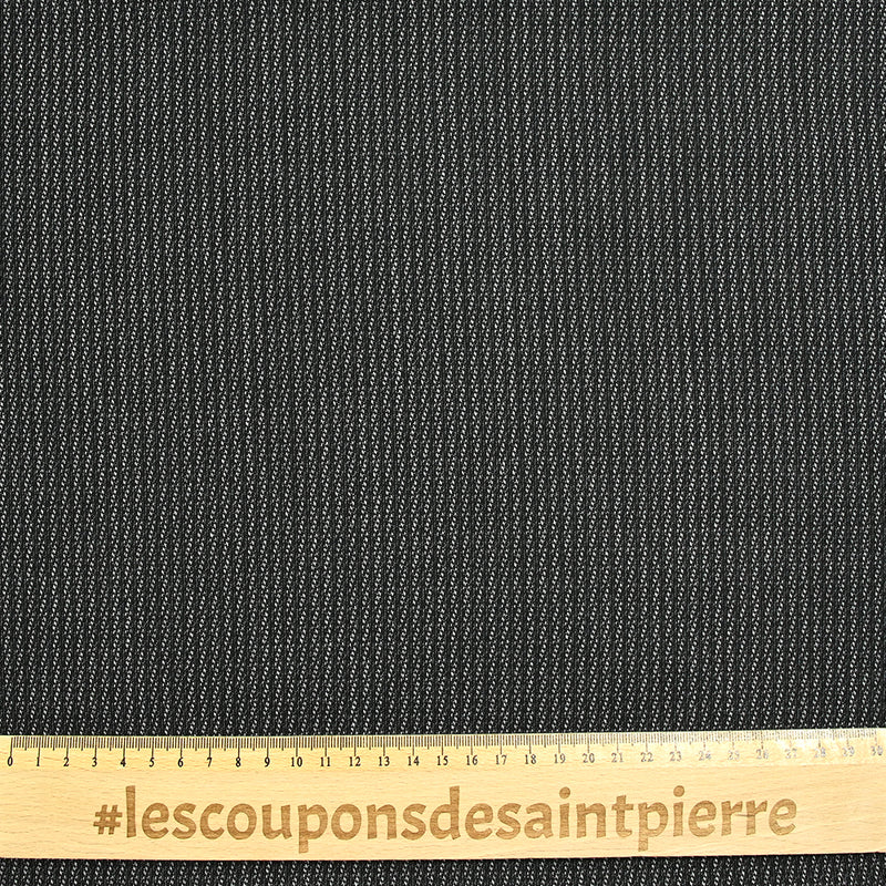 Tissu tailleur laine mélangée Elsa fond noir