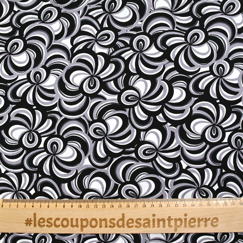 Viscose imprimée abstrait noir et blanc