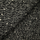 Laine mélangée chevrons noir et écru effet tweed