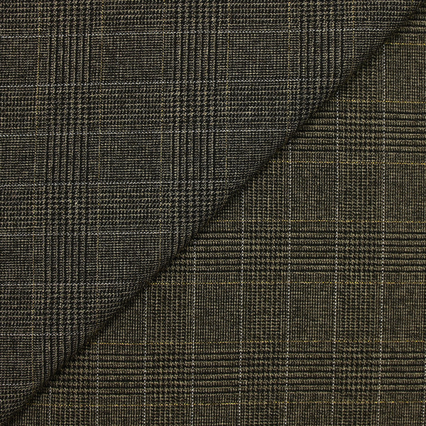 Tissu tailleur de polyester élasthanne princes de galles irisé noir et beige