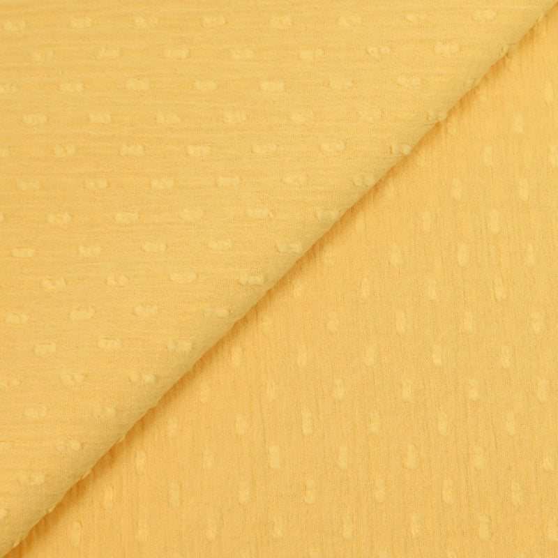 Voile de coton Plumetis crinkle jaune